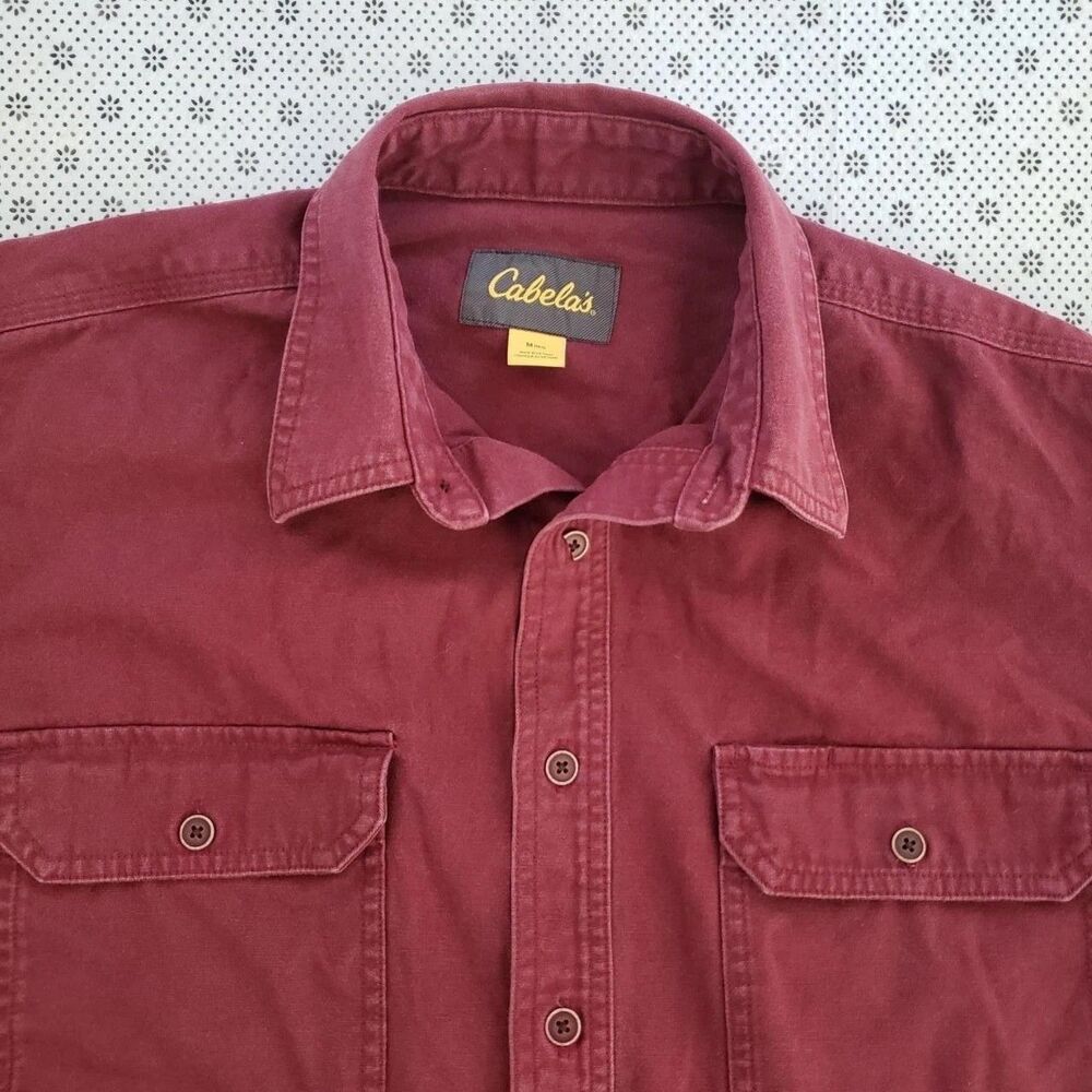 Cabela's Men's M Burgundy Heavyweight Cotton Button-Up Shirt